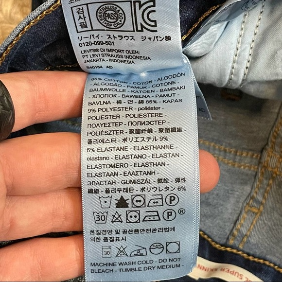 LEVI STRAUSS 720 High Rise Super Skinny Blue Jeans 52797-0002 - Size 25 - Picture 12 of 13